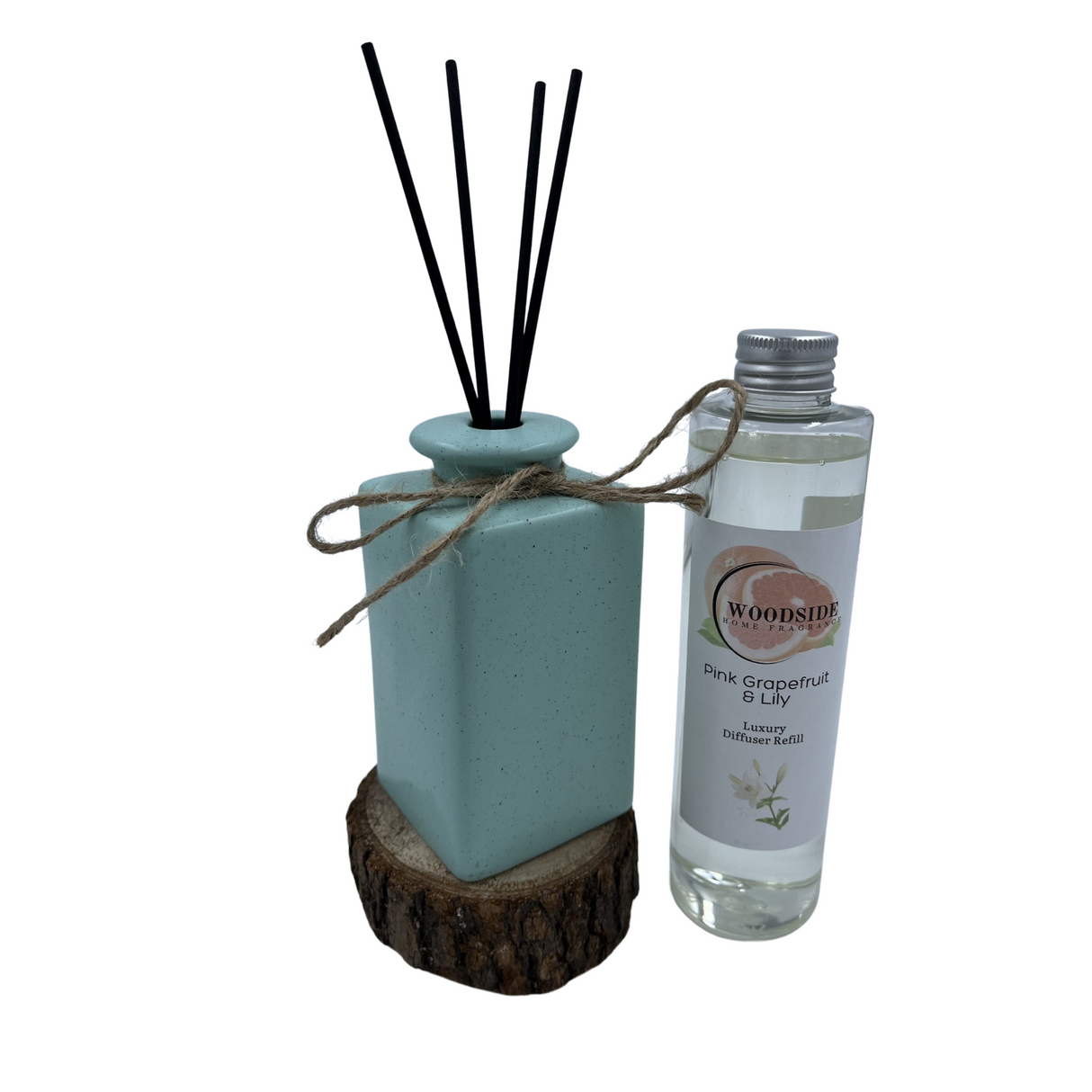 Woodside Pastel Green Ceramic Reed Diffuser Vase with Woodside Luxury Refill