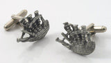 English Pewter Cufflinks - Scottish Bagpipes