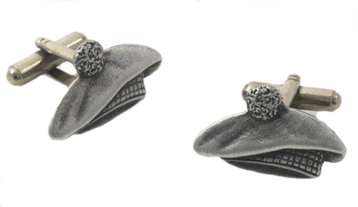 English Pewter Tam O`Shanter Hat Cufflinks