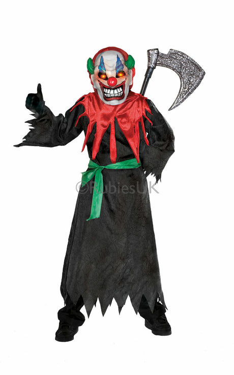 Childs Crazy Clown Flashing Strobe Effect Fancy Dress Costume Age 5-7 Years