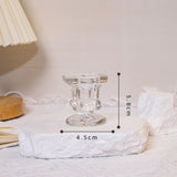 Clear Glass Candlestick Holders (5.8cm) - Hexagon Design