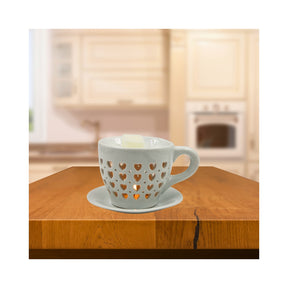 Woodside Home Living Tea Cup & Saucer Wax Melt Warmer - hearts