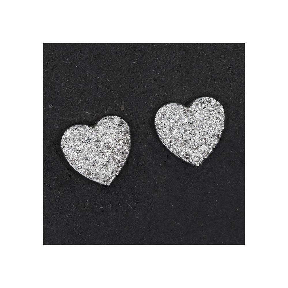 Equilibrium Silver Plated Earrings - Sparkle Heart Clip On Stud