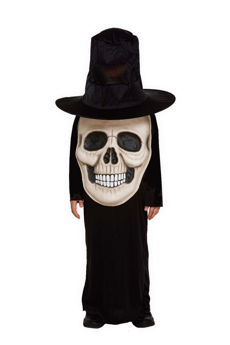 Childs Skull Jumbo Face Creeper Halloween Fancy Dress Costume Age 4-6 7-9