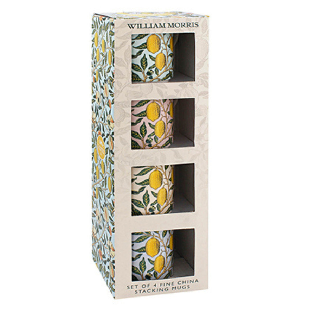 William Morris 4 Stacking Fine China Mugs Gift Set - Fruits