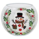 Christmas LED Tea Light Crackle Ball - Christmas Snowman Small
