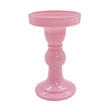 Pink Glass Pillar Candle Holder - Large