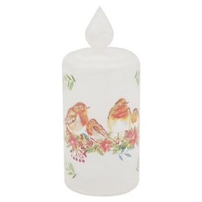 Jennifer Rose Frosted LED Candle - Winter Robin