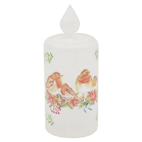 Jennifer Rose Frosted LED Candle - Winter Robin