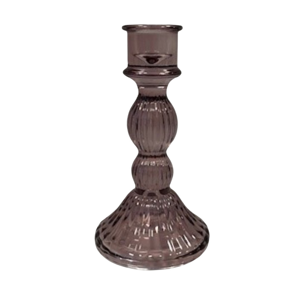 Satchville Amethyst Ribbed Glass Dinner Candle Holders - Various Sets