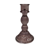 Satchville Amethyst Ribbed Glass Dinner Candle Holders - Various Sets