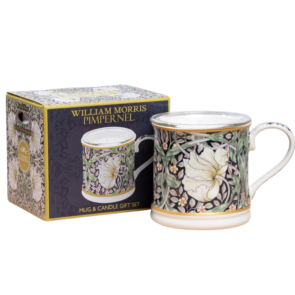 William Morris Mug with Candle Set - Pimpernel