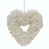 Frosted Christmas Wreath 34cm - White Heart with White Berries
