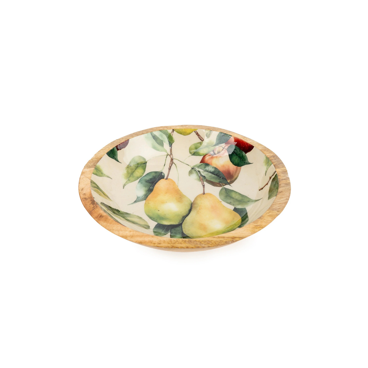 Large Mango Wood Bowl - Apples and Pears