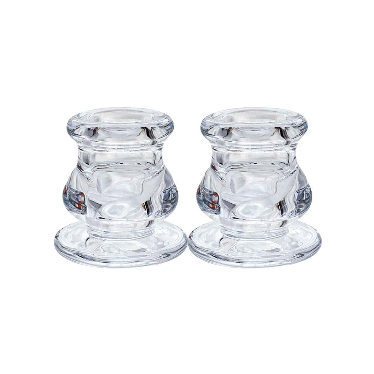 Woodside Home Living Clear Glass Candlestick Holders - Set of 2