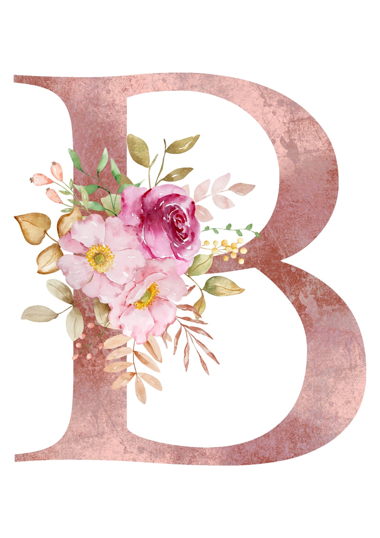 Personalised Tote Bags - Pink Floral Initial Design (A-Z)