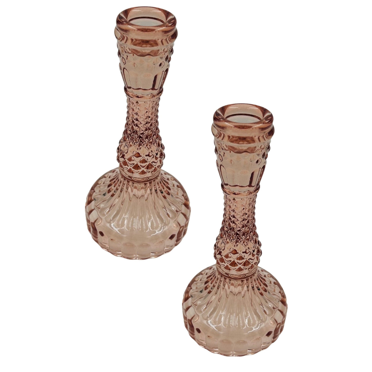 Pale Glass Medium Candlestick Candle Holder Set of 2 - Various Colours