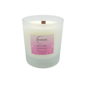 Woodside Home Fragrance Wooden Wick Glass Scented Candle - Snow Angel