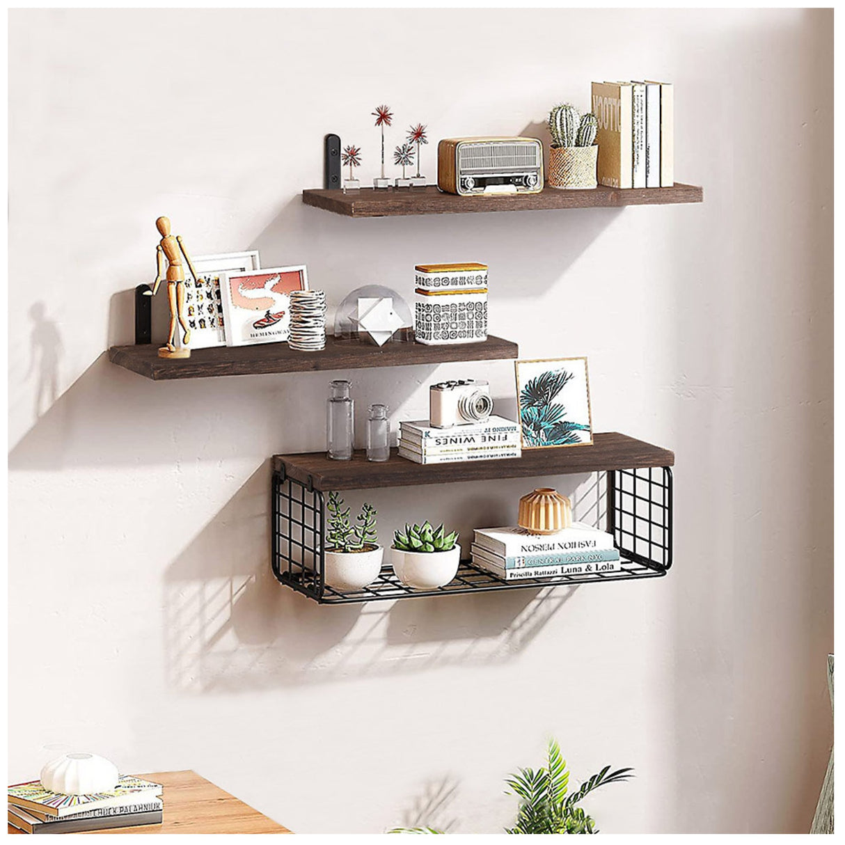 Woodside Home Living Wall Mounted Floating Shelf Set 