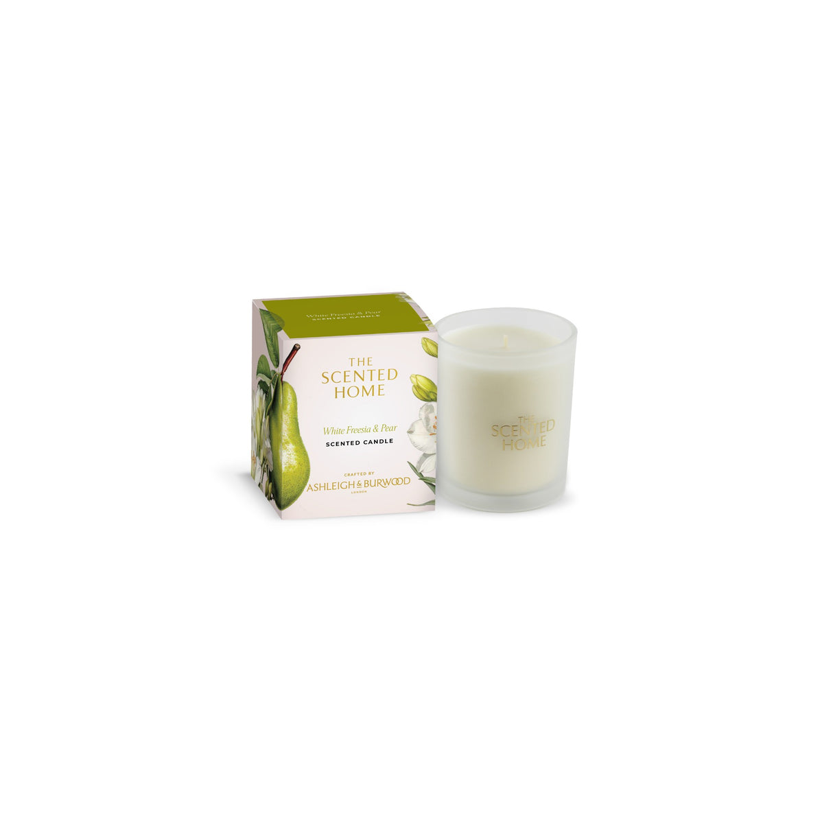 Ashleigh & Burwood New Scented Home Glass Candle - White Freesia & Pear