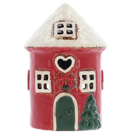 Village pottery round house Xmas Tealight Candle Holder 