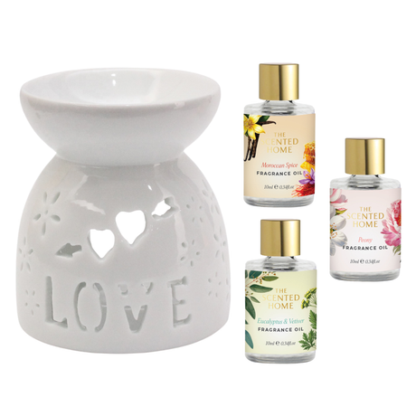 Woodside Home Living Wax Melt Burner & Fragrance Oils Gift Set - Various Designs