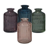 Satchville Ribbed Glass Bottle Vases 10cm - Various Colours