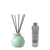 Woodside Round Green Pastel Ceramic Reed Diffuser Vase with Woodside Luxury Refill