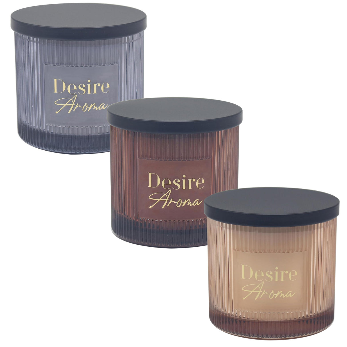 Desire Aroma Ribbed Glass Candle - Various Colours