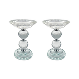 Glass Pillar Candle Holder Crystal Ball Design - Various Sizes