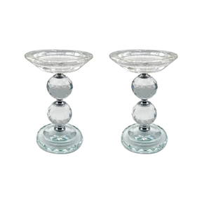Glass Pillar Candle Holder Crystal Ball Design - Various Sizes