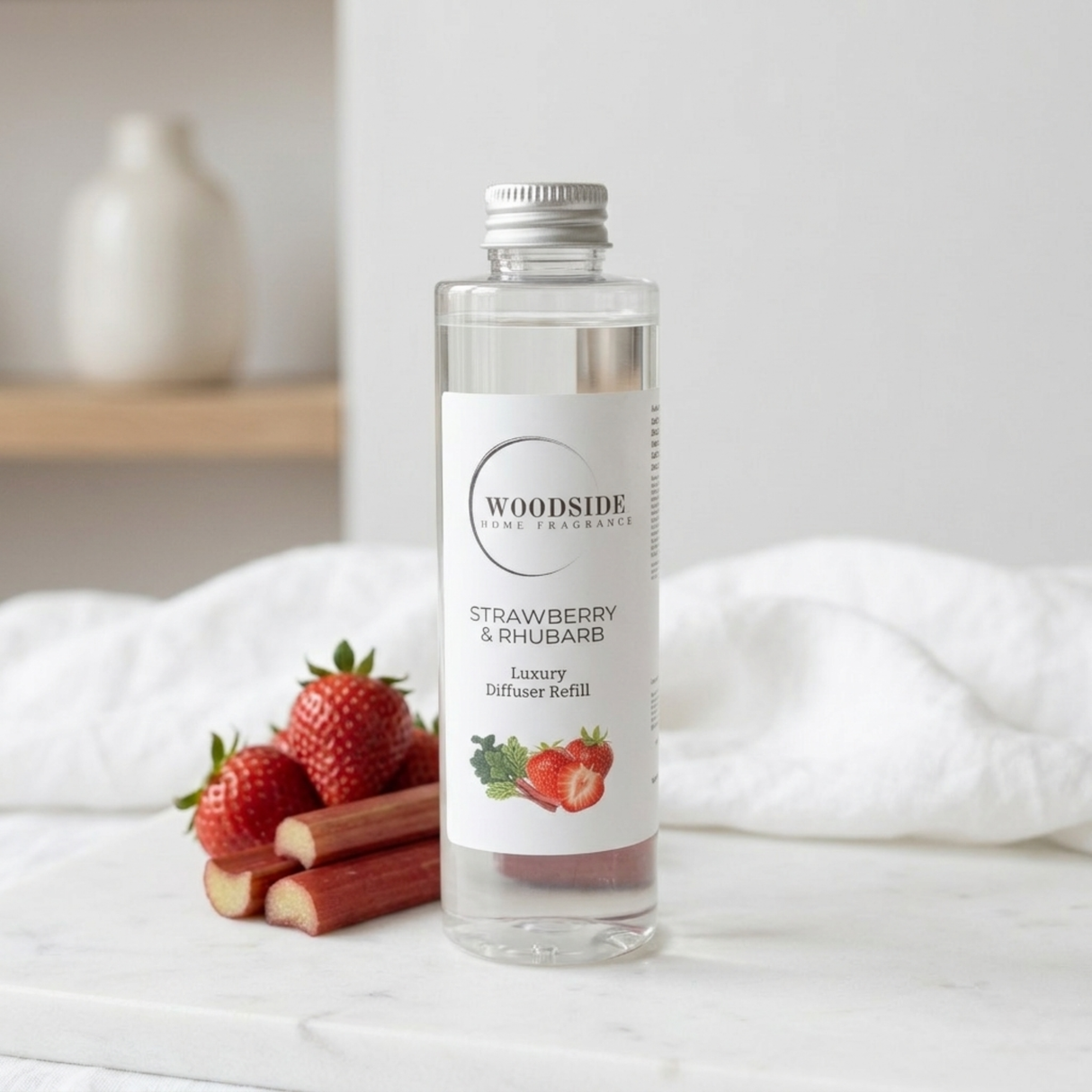 Woodside Home Fragrance Luxury Reed Diffuser Refill - Strawberry & Rhubarb
