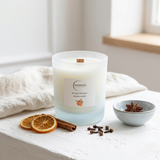 Woodside Home Fragrance Wooden Wick Glass Scented Candle - Spiced Orange