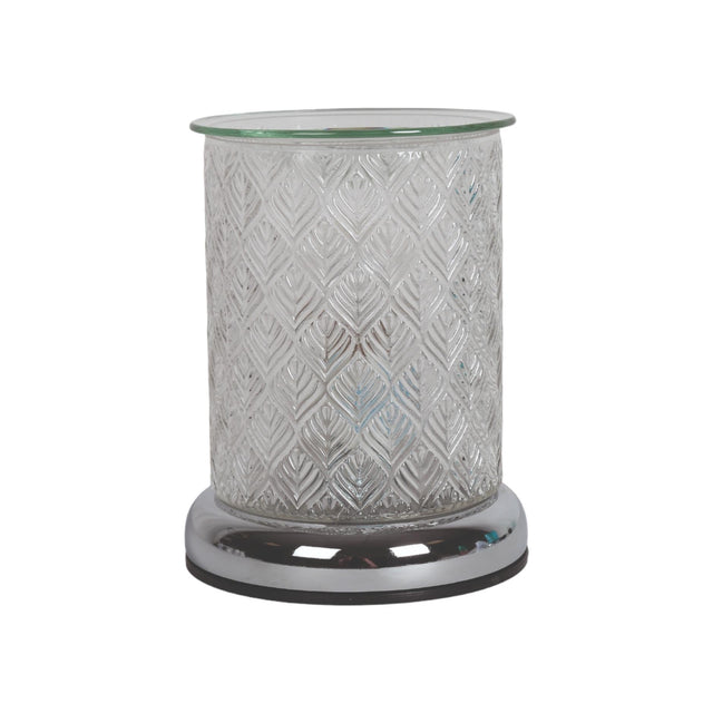 Aroma Touch Electric Wax Melt Burner Leaf Textured Glass Various Colours clear