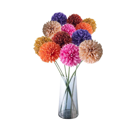 Woodside Home Living Artificial Chrysanthemum Ball Flowers - Multi Coloured  Set of 12