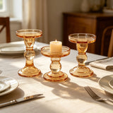 Gold Glass Pillar Candle Holder - Various Sizes