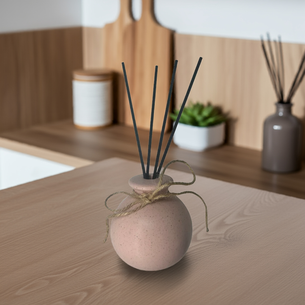 Ceramic Reed Diffuser Round Vase includes Reeds