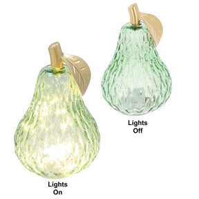 LED Diamond Cut Glass Pear Decoration 17.5cm - Green
