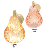 LED Diamond Cut Glass Pear Decoration 17.5cm - Amber