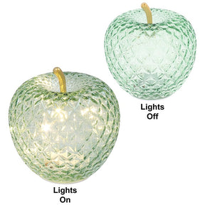 LED Diamond Cut Glass Apple Decoration - Green