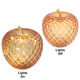 LED Diamond Cut Glass Apple Decoration - Amber
