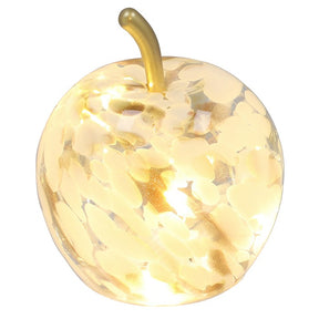LED Diamond Cut Glass Mottle Apple Decoration - Amber