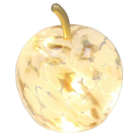 LED Diamond Cut Glass Mottle Apple Decoration - Amber