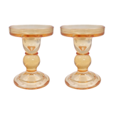 Gold Glass Pillar Candle Holder - Medium Set of 2