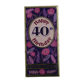 Luxury Milk Chocolate Greetings Bar - 40th Birthday Flowers