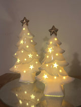 Woodside Home Living Ceramic Christmas Tree LED Light Up Room Decoration - Various Sizes