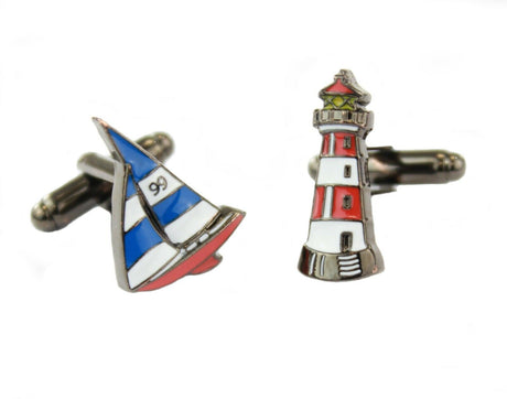 Sailing Boat & Lighthouse Cufflinks