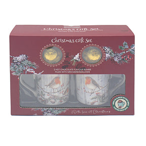 Christmas Mug & Chocolate Bomb Gift Set for 2 - Robin