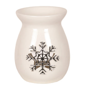 Aroma Wax Melt Burner - Ceramic with Metallic Snowflake