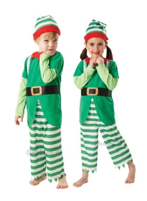 Childs Helpful Elf Xmas Christmas Fancy Dress Costume Age 3 - 8 Years